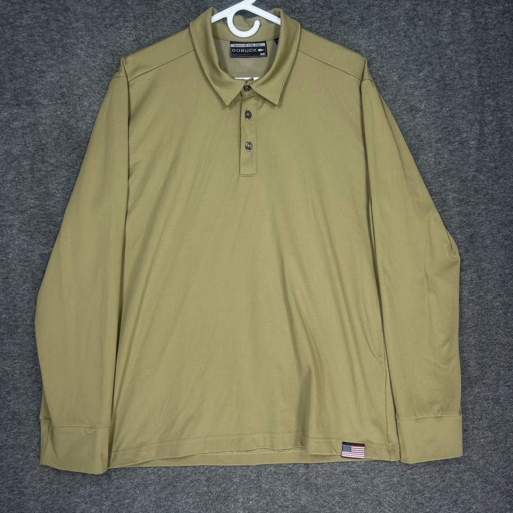 GoRuck Polo Shirt Mens L Brown Long Sleeve Rucking Performance Outdoor Polartec